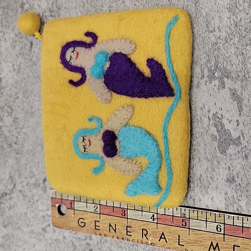 Felted mermaid coin zip coin purse bag - Picture 5 of 6